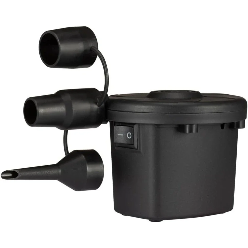 Portable Electric Air Pump DC AC Dual Adapter Quick Inflator Deflator w/Nozzles